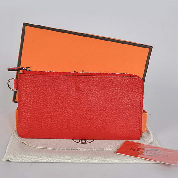 1:1 Quality Hermes Zipper Cards Wallet Togo Leather A908 Red Replica